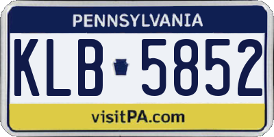 PA license plate KLB5852