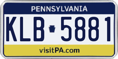 PA license plate KLB5881
