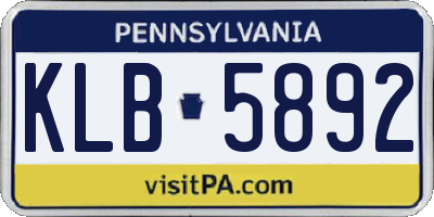PA license plate KLB5892