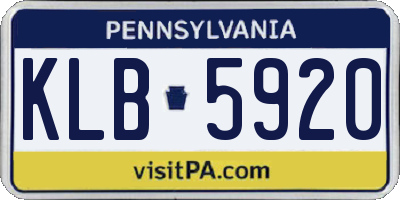 PA license plate KLB5920
