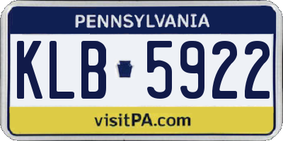 PA license plate KLB5922