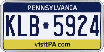 PA license plate KLB5924