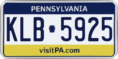 PA license plate KLB5925