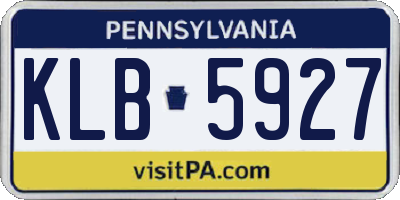 PA license plate KLB5927