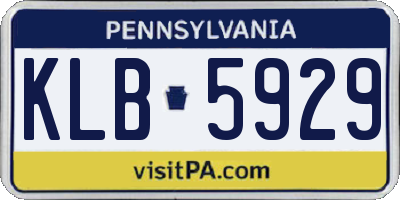 PA license plate KLB5929