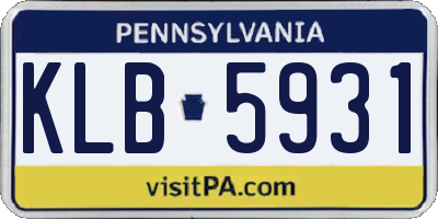 PA license plate KLB5931