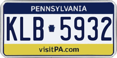 PA license plate KLB5932