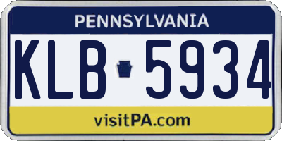 PA license plate KLB5934