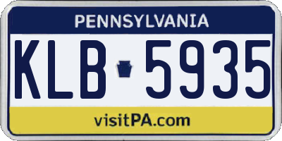 PA license plate KLB5935