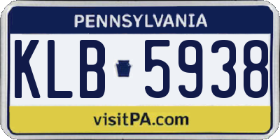 PA license plate KLB5938