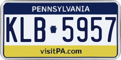 PA license plate KLB5957