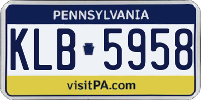 PA license plate KLB5958