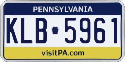 PA license plate KLB5961