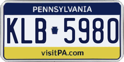PA license plate KLB5980