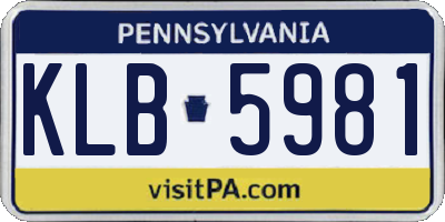 PA license plate KLB5981
