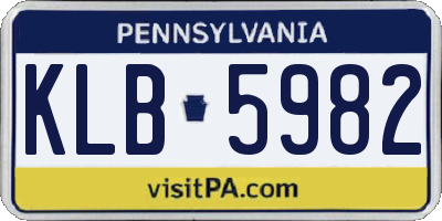 PA license plate KLB5982