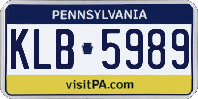 PA license plate KLB5989