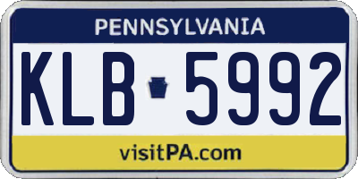 PA license plate KLB5992