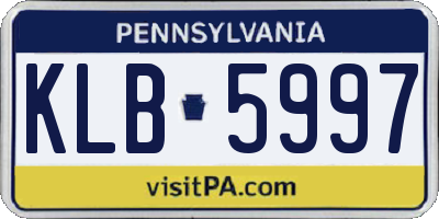 PA license plate KLB5997