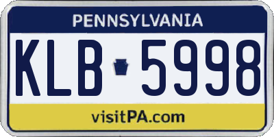 PA license plate KLB5998