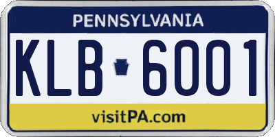 PA license plate KLB6001