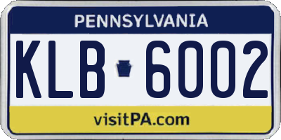 PA license plate KLB6002