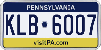 PA license plate KLB6007