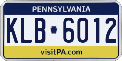 PA license plate KLB6012