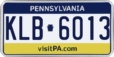 PA license plate KLB6013