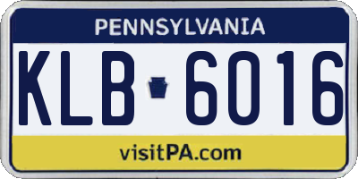PA license plate KLB6016