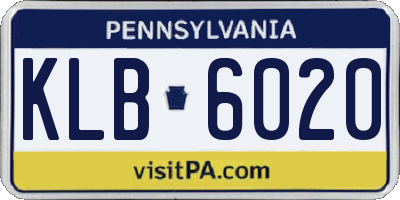 PA license plate KLB6020