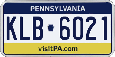 PA license plate KLB6021