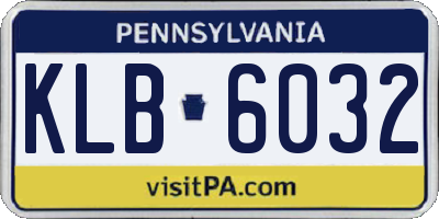 PA license plate KLB6032