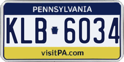 PA license plate KLB6034
