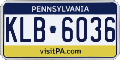 PA license plate KLB6036