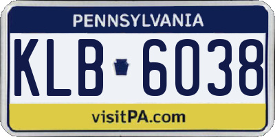 PA license plate KLB6038