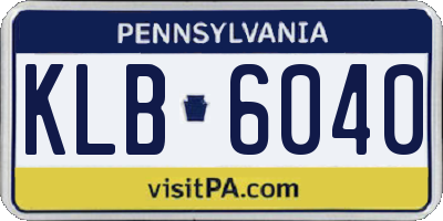 PA license plate KLB6040