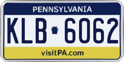 PA license plate KLB6062