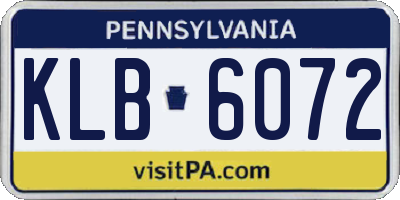 PA license plate KLB6072