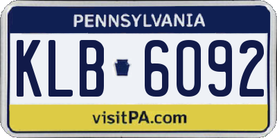 PA license plate KLB6092
