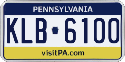 PA license plate KLB6100