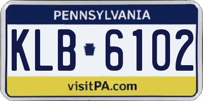 PA license plate KLB6102