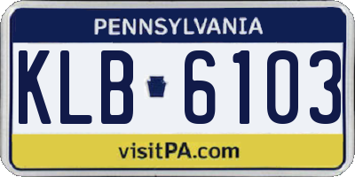 PA license plate KLB6103