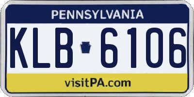 PA license plate KLB6106