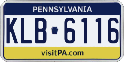 PA license plate KLB6116