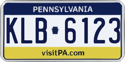 PA license plate KLB6123