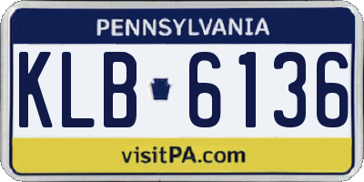 PA license plate KLB6136