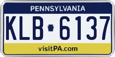 PA license plate KLB6137