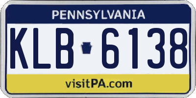 PA license plate KLB6138