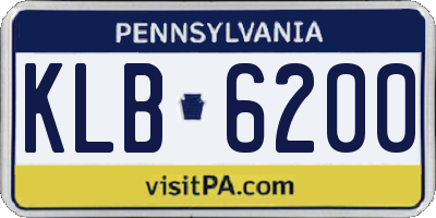 PA license plate KLB6200